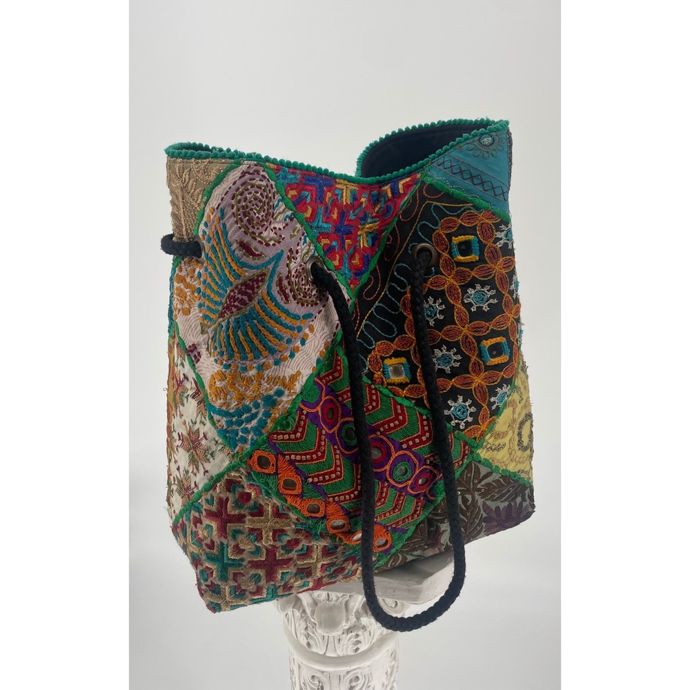 Vintage Convertible Backpack Crossbody Tote Embroidered Patchwork Handmade India